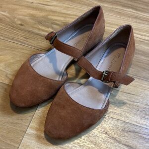 Madewell tan leather suede Mary Jane shoes 7.5